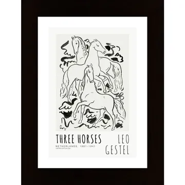 Poster med tre hästar av Leo Gestel