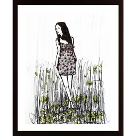 Girl Between Flowers Poster