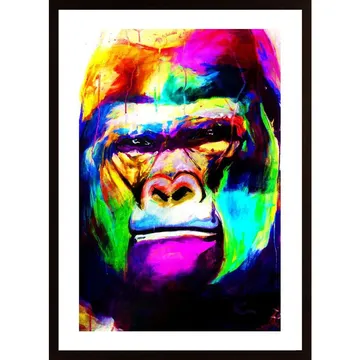 Gorille (Couleurs) Poster - Tillf&auml;ngar blickarna med denna f&auml;rgsprakande gorillan