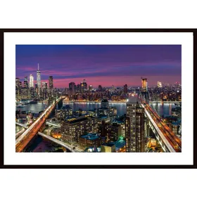 Manhattan Skyline During Beautiful Sunset Poster
