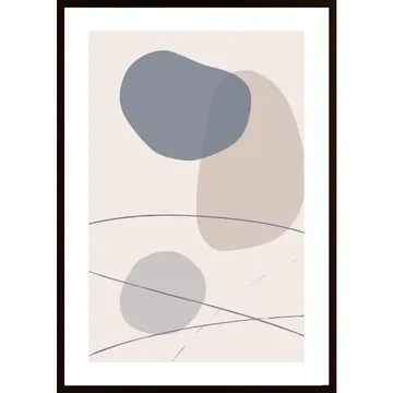New Shapes Blue No 3 Poster: Moderna former och färger i abstrakt konstverk