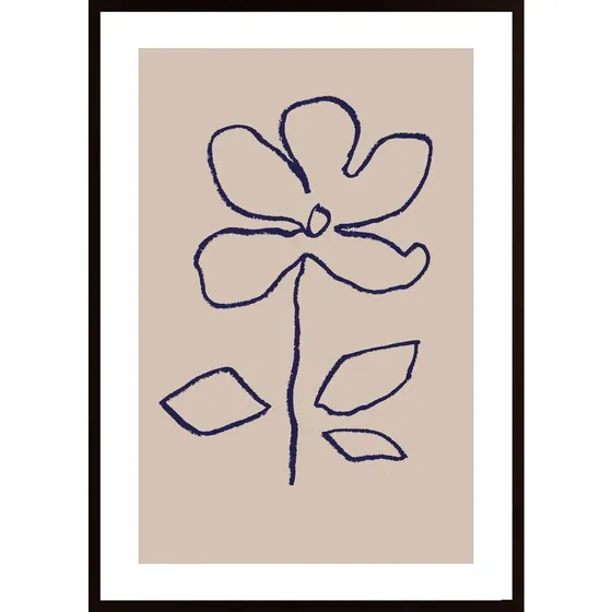 Oil Pastel Flower Blue Poster