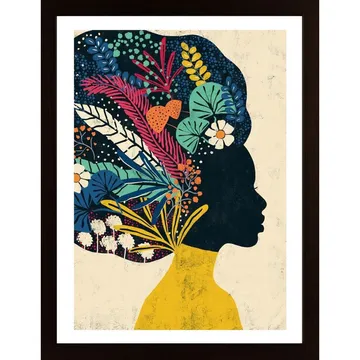 Woman Flowers Poster | Fängslande Kvinnlig Siluett