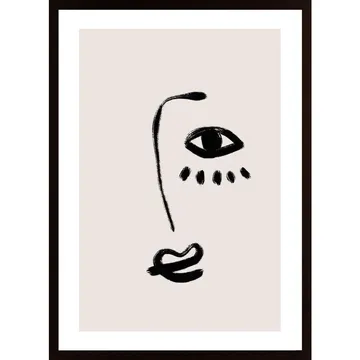 Konstn�rligt ansiktsportr�tt p� beige bakgrund - I See You Poster