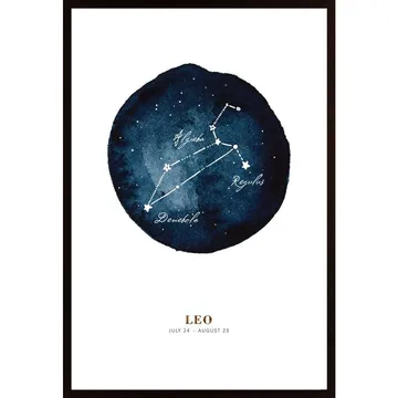 Lysande Zodiac Löwe Poster: En Hyllning till Stjärntecknets Styrka och Skönhet