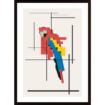 Bau#2 Poster: En iakttagande papegoja i Bauhaus-stil