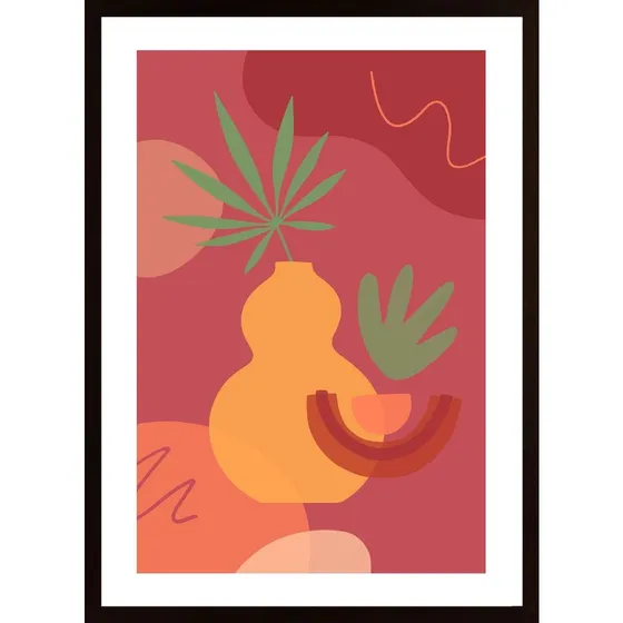 Warm Still Life With Vase And Plant B Poster