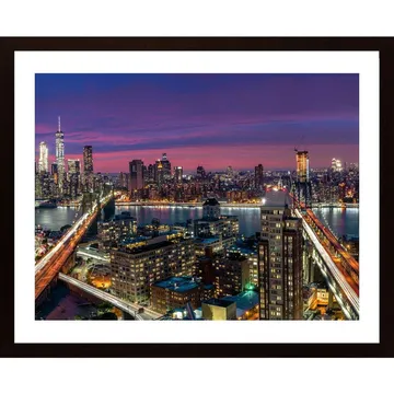 Manhattan Skyline During Beautiful Sunset Poster: Ett fönster mot New Yorks horisont