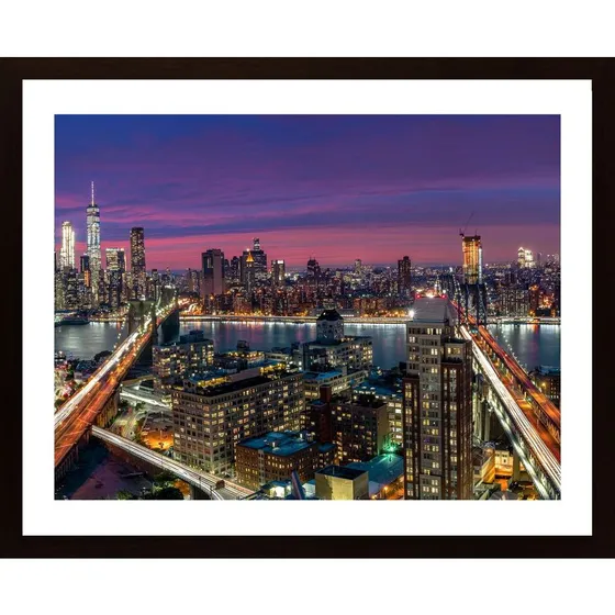 Manhattan Skyline During Beautiful Sunset Poster