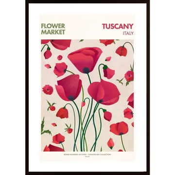 Flower Market #4 Poster: Magnifik Röd Valmo i Beige