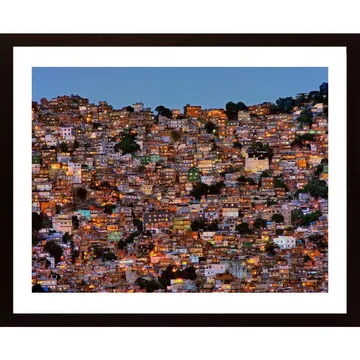 Nightfall In The Favela Da Rocinha Poster | En Breathtaking Capture of Urban Life