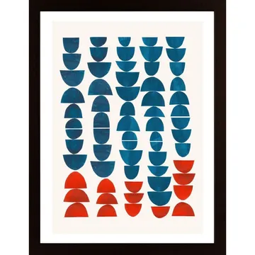 Teal Jewels Poster: Abstrakt Konst med Blå och Röda Halvcirklar | Jiroy