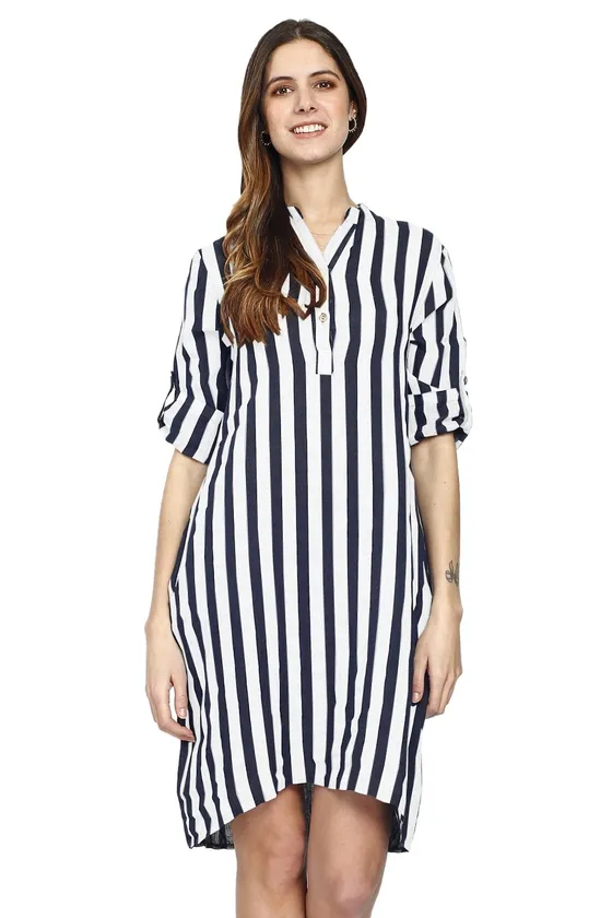 Le Jardin Du Lin Pure Linen Striped Shirt Dress, Vardagsklänningar i storlek L och färg Blå