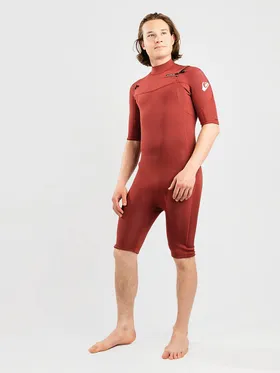 Quiksilver Everyday Sessions 2/2 Chest Zip Shorty Wetsuit oxblood red