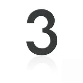 Husnummer i rostfritt stål, siffran 3, grafitgrå