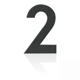 Husnummer i rostfritt stål, siffran 2, grafitgrå