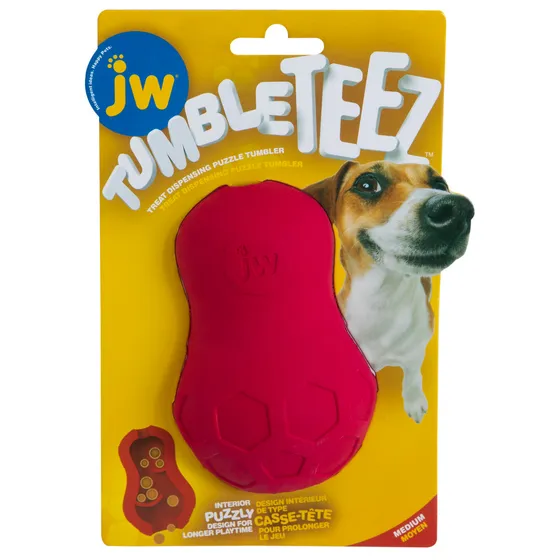 JW Tumble Teez Treat Toy - Stl. M, röd