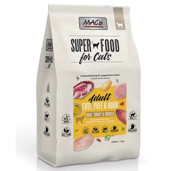 MAC's Superfood for Cats Adult Anka, kalkon & kyckling - Ekonomipack: 2 x 7 kg