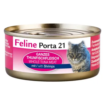 Feline Porta 21 med tonfisk och räkor - ett högpresterande våtfoder för katter