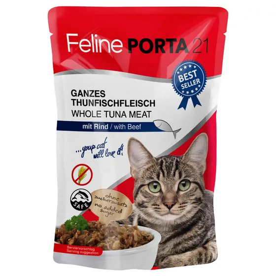 Feline Porta 21 portionspåsar 6 x 100 g - Tonfisk med nötkött - spannmålsfritt