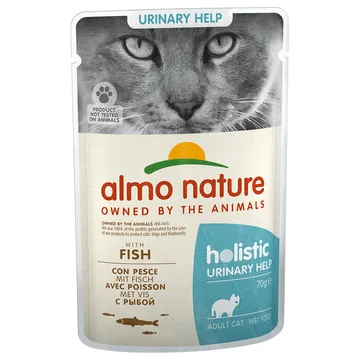 Almo Nature Holistic Urinary Help 24 x 70 g med fisk: motverka urinvägsproblem hos katt