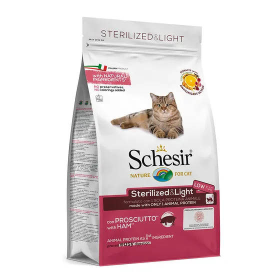Schesir Sterilized & Light med skinka - Ekonomipack: 3 x 1,5 kg