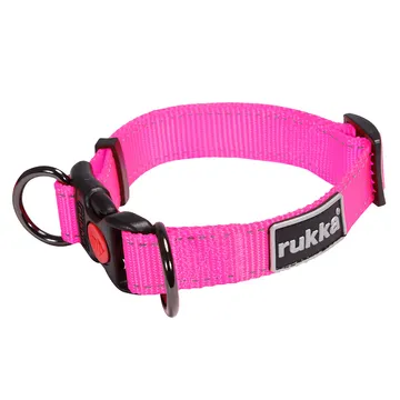 Rukkau00ae Bliss Neon halsband med dubbel D-ring: Säkerhet möter mode, i neonrosa