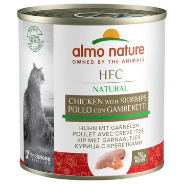 Almo Nature HFC 6 x 280 g - Kyckling & räkor: Naturligt och närande för din katt
