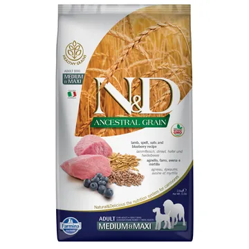 Farmina N&D Ancestral Grain Adult Medium & Maxi med lamm & blåbär - 12 kg: 