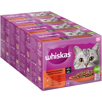 Ekonomipack: Whiskas Senior portionspåse 48 x 85 g - 7Klassiskt urval i sås