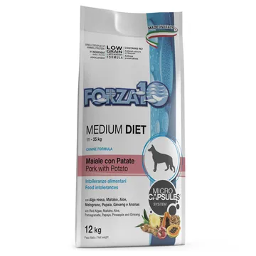Forza 10 Medium Diet Low Grain med fläsk - Ekonomipack: 2 x 12 kg: Optimala hundmat för medelstora raser