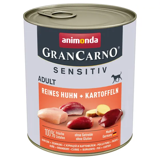 Ekonomipack: Animonda GranCarno Adult Sensitive 24 x 800 g - Ren kyckling & potatis