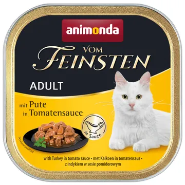 Animonda vom Feinsten Adult NoGrain i Sauce 36 x 100 g - Kalkon i tomatsås: Kostför till välnärda katter