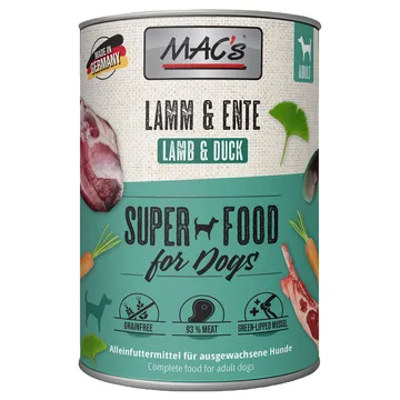 MAC's Adult 6 x 400 g - Lamm & anka: För näringskänsliga hundar