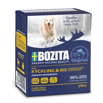Bozita Chunks in Jelly Kyckling & Ris: Högkvalitativt och Naturligt Helfoder för Hundar