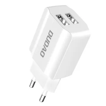 Dudao A2SEU Vit Adapter - Laddare med Dubbla USB-portar för Kontor eller Resa