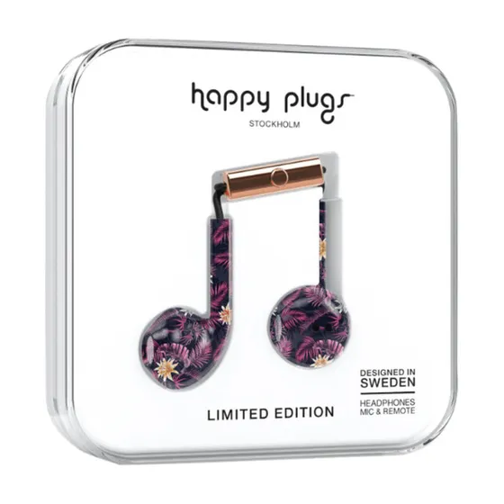 Happy Plugs Earbud Plus Headphones med Mikrofone - Nätter i Hawaii - Hörlurar Earbuds - 7898