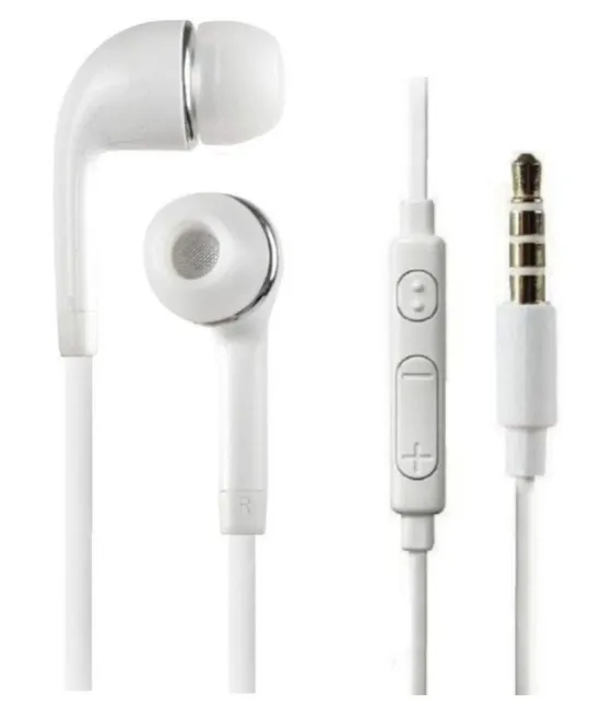 Hörlurar med Mikrofon och Volymkontroll 3.5mm - Vit - in-ear hörlurar