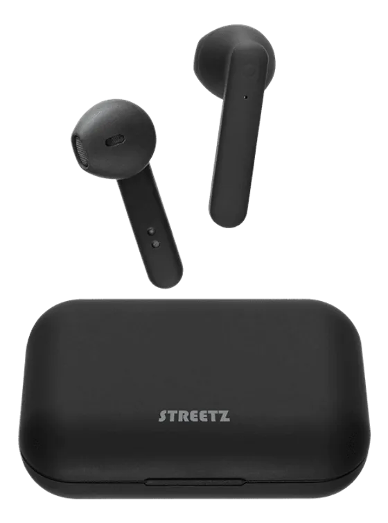 Streetz True Wireless Stereo hörlurar med laddningsetui - Mattsvart