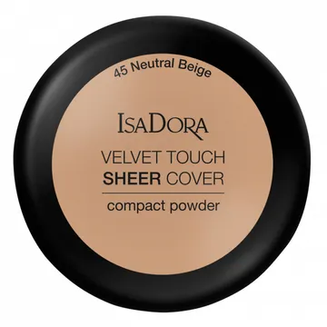 IsaDora Velvet Touch Sheer Cover Compact Powder 45 Neutral Beige: Silkeslent Puder Med Matt Finish