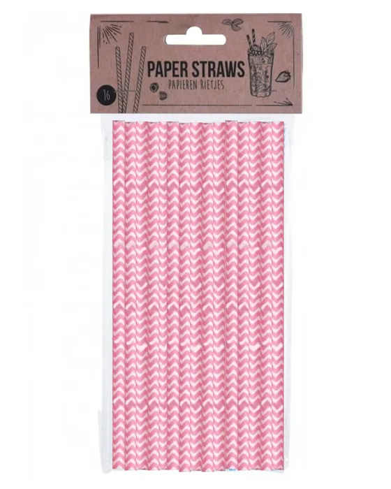 Party Collection Paper Straw ZigZag Pink