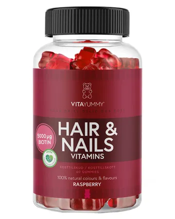 Vitayummy Hair & Nails Vitamins Raspberry 180 g | En frisk bär- och fruktkombination