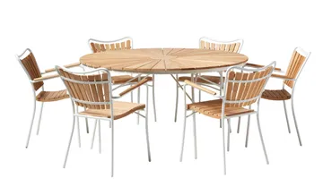 ELLEN Matgrupp i vitt, 150 cm med 6 stolar