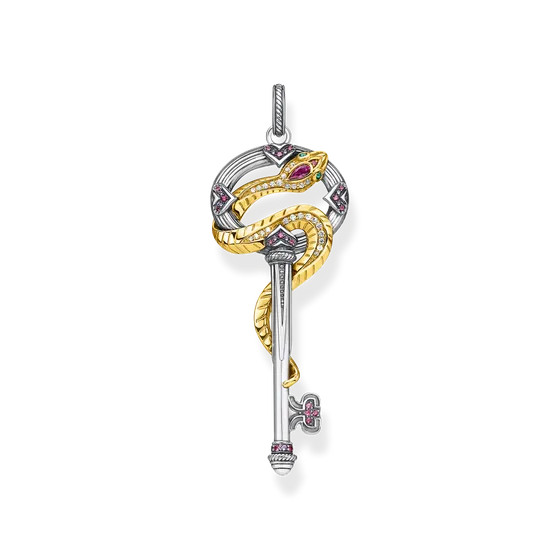 Hängsmycke nyckel med orm guld